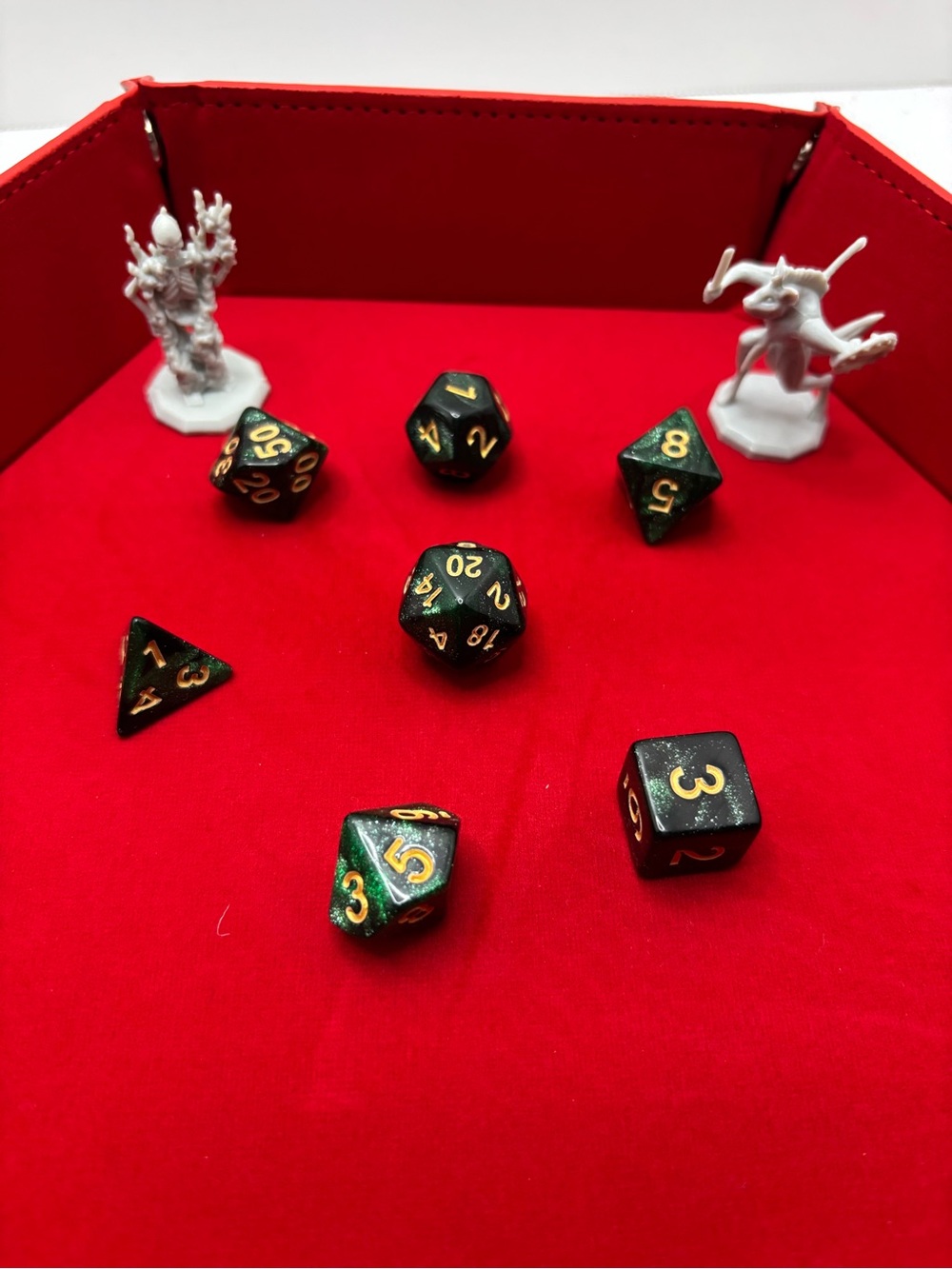 DnD Black/Green galaxy Dice Set